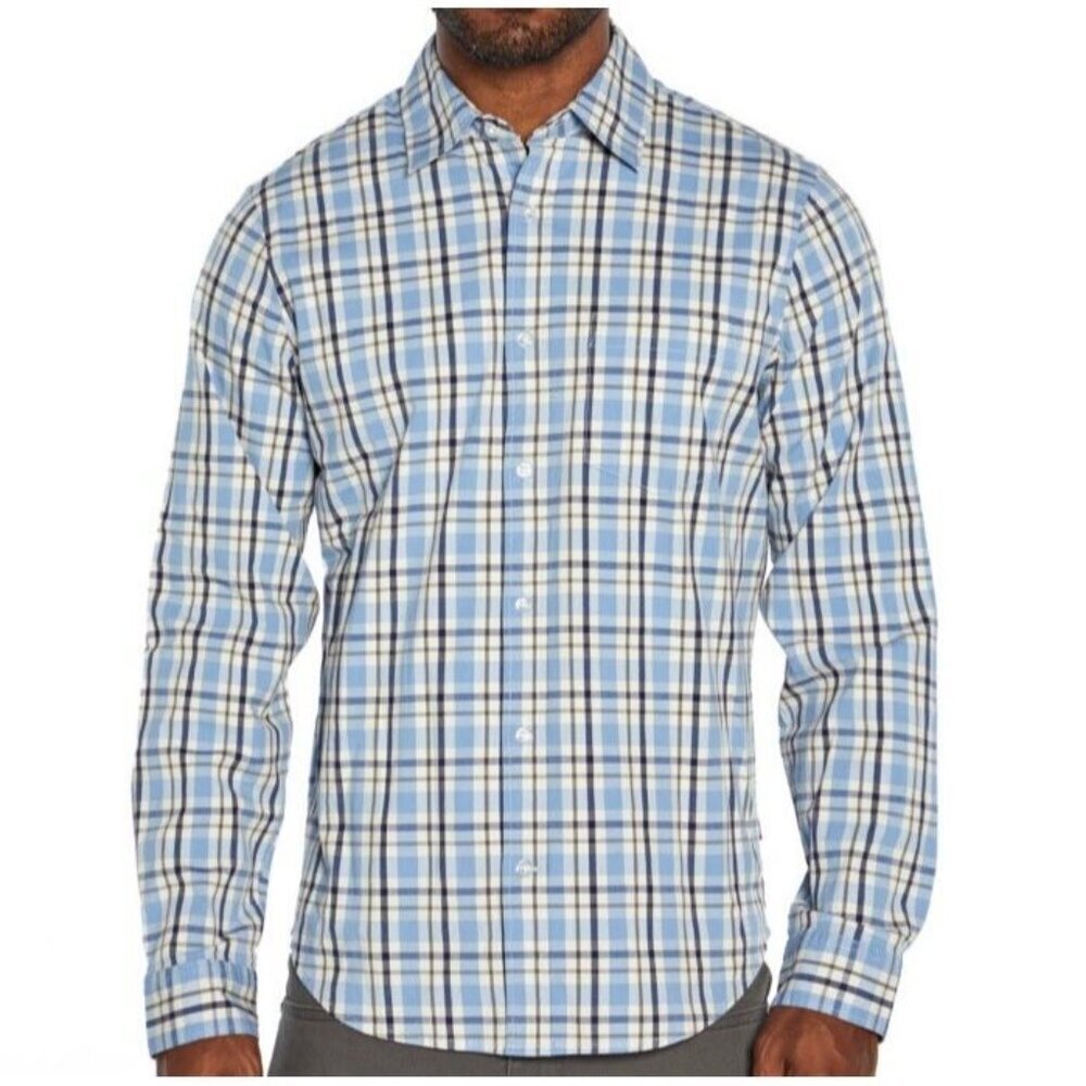 Gap Men's Long Sleeves Poplin Button Up Stretch Plaid Shirt Size XL - NWT $49